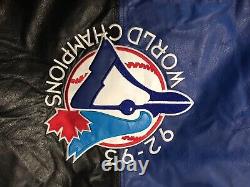 Vintage Starter Leather Jacket Blue Jays World Series Champions Mens Med 1992-93