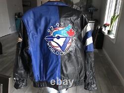 Vintage Starter Leather Jacket Blue Jays World Series Champions Mens Med 1992-93
