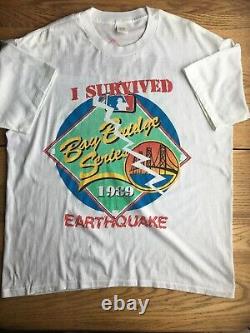 Vtg 1980s 1989 World Series Oakland As SF Giants T Shirt Mens Earthquake