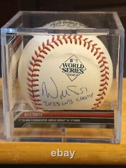 WILL SMITH Rangers'2023 WS CHAMP' Signed 2023 World Series Baseball (Radtke)