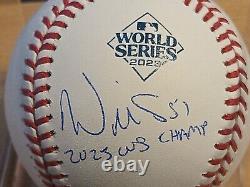 WILL SMITH Rangers'2023 WS CHAMP' Signed 2023 World Series Baseball (Radtke)