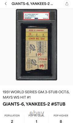 Willie Mays 1st World Series Hit 1951 Game 1 Ticket Stub Giants/yankees 10/6 Psa