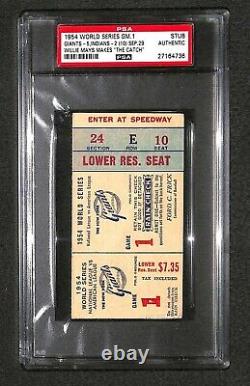 Willie Mays THE CATCH 1954 WORLD SERIES game 1 TICKET New York Giants PSA RARE